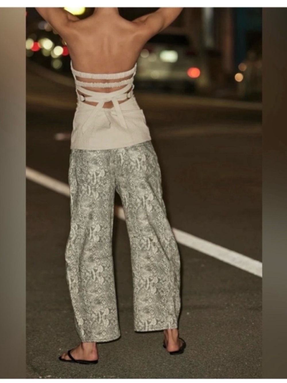 NWOT Free People We The Free Good Luck Printed Barrel Jeans Snake S-28 - Picture 9 of 10
